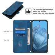 For Google Pixel 9 / 9 Pro Skin-feel Embossed Leather Phone Case(Blue)