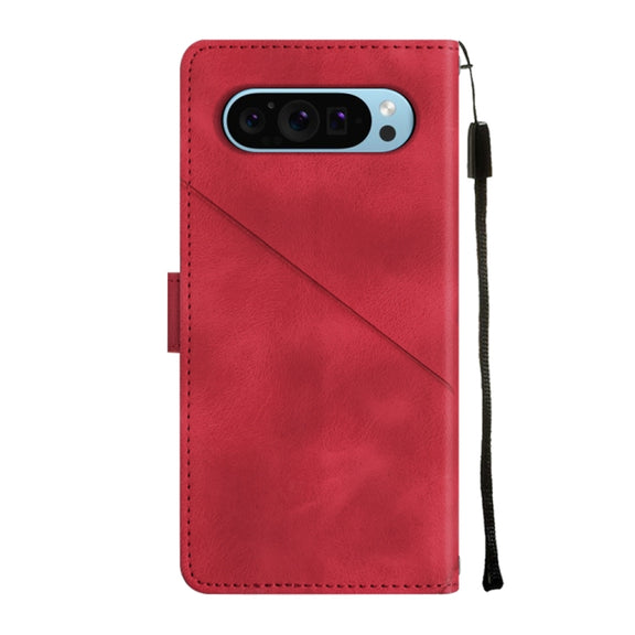 For Google Pixel 9 / 9 Pro Skin-feel Embossed Leather Phone Case(Red)