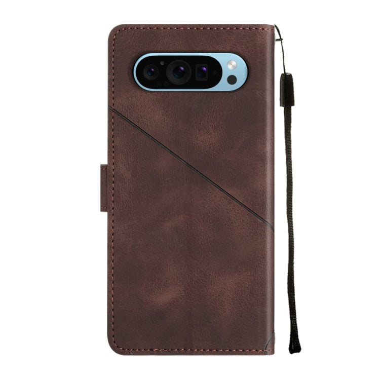 For Google Pixel 9 / 9 Pro Skin-feel Embossed Leather Phone Case(Brown)