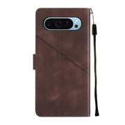 For Google Pixel 9 / 9 Pro Skin-feel Embossed Leather Phone Case(Brown)