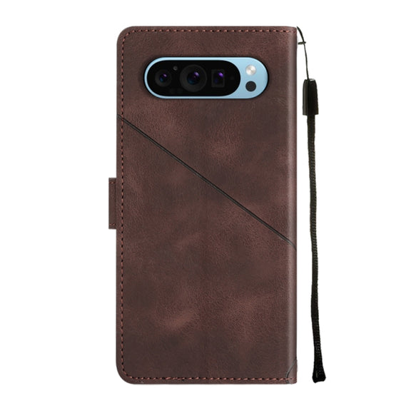 For Google Pixel 9 / 9 Pro Skin-feel Embossed Leather Phone Case(Brown)