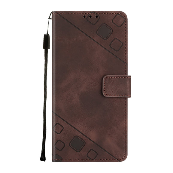 For Google Pixel 9 Pro XL Skin-feel Embossed Leather Phone Case(Brown)