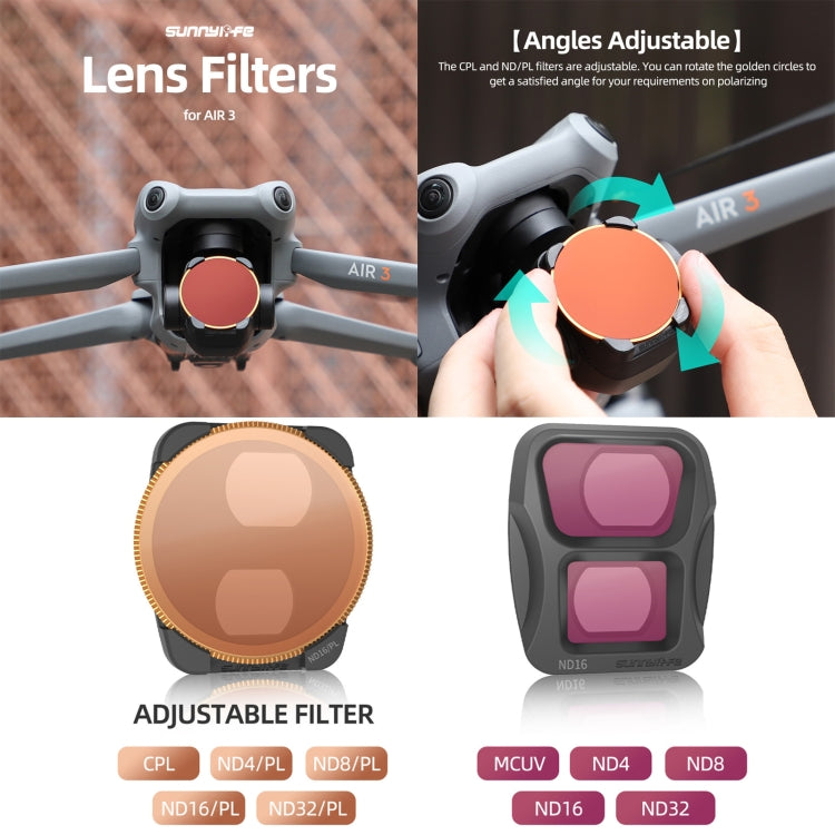 For DJI Air 3 Sunnylife Camera Lens Filter, Filter:ND32