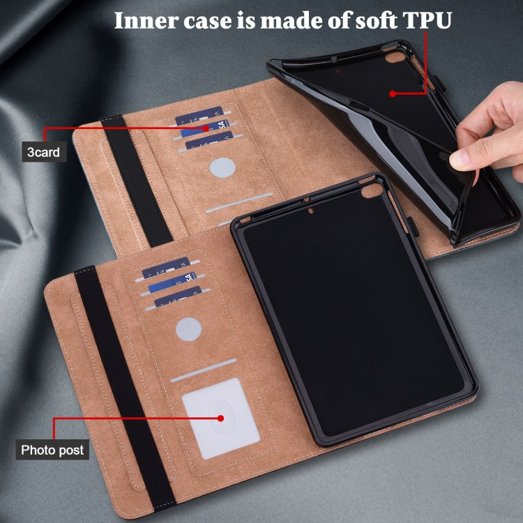 For Lenovo Xiaoxin Pad Pro 12.7 Solid Color Stripe Embossed Leather Tablet Case(Blue)