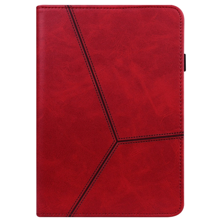 For Lenovo Xiaoxin Pad Pro 12.7 Solid Color Stripe Embossed Leather Tablet Case(Red)