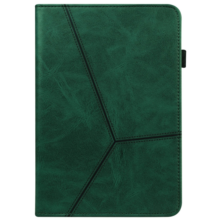 For Lenovo Xiaoxin Pad Pro 12.7 Solid Color Stripe Embossed Leather Tablet Case(Green)