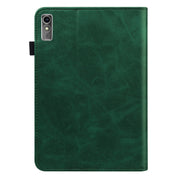 For Lenovo Xiaoxin Pad Pro 12.7 Solid Color Stripe Embossed Leather Tablet Case(Green)