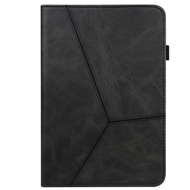 For Lenovo Xiaoxin Pad Pro 12.7 Solid Color Stripe Embossed Leather Tablet Case(Black)