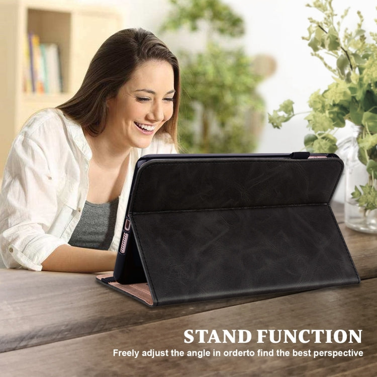 For Lenovo Xiaoxin Pad Pro 12.7 Solid Color Stripe Embossed Leather Tablet Case(Black)