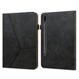 For Samsung Galaxy Tab S7+/S8+/S9+/S9 FE+ Solid Color Stripe Embossed Leather Tablet Case(Black) - Galaxy Tab S9 FE+ by PMC TechLife | Online Shopping South Africa | PMC TechLife