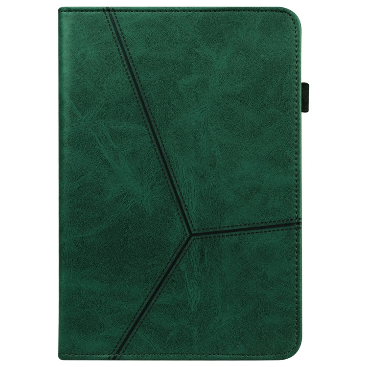 For Samsung Galaxy Tab S9+ / S9 FE+ Solid Color Stripe Embossed Leather Tablet Case(Green)