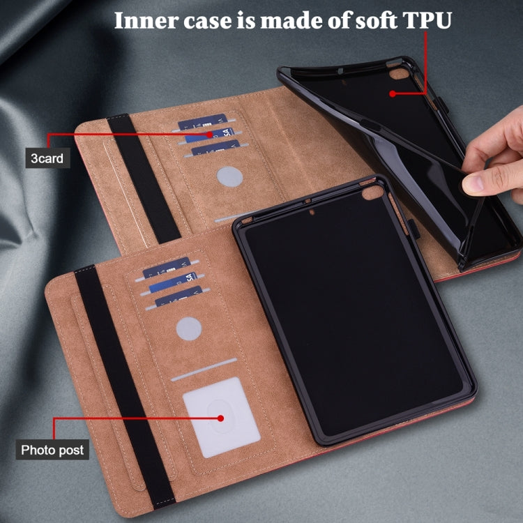 For Samsung Galaxy Tab S9+ / S9 FE+ Solid Color Stripe Embossed Leather Tablet Case(Red)
