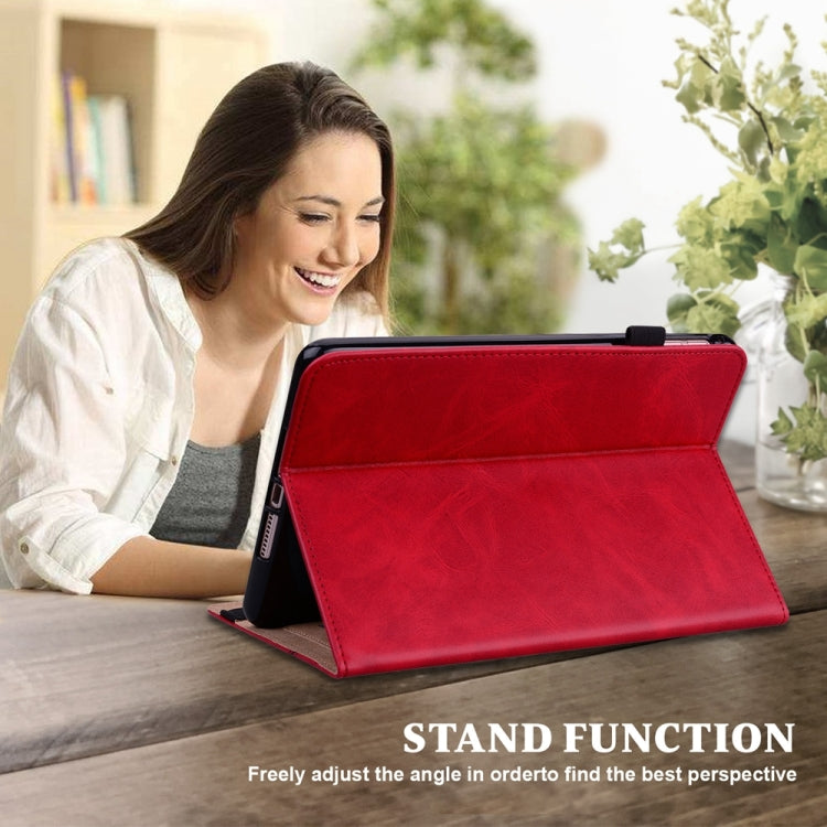 For Samsung Galaxy Tab S9+ / S9 FE+ Solid Color Stripe Embossed Leather Tablet Case(Red)