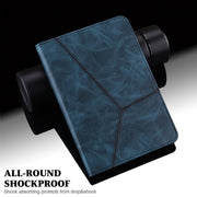 For Samsung Galaxy Tab S9+ / S9 FE+ Solid Color Stripe Embossed Leather Tablet Case(Blue)