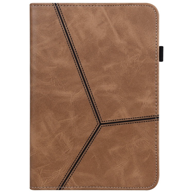 For Samsung Galaxy Tab S7+/S8+/S9+/S9 FE+ Solid Color Stripe Embossed Leather Tablet Case(Brown)