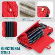 For iPhone 16 Pro Max Crossbody Rhombic Horizontal Wallet Leather Phone Case(Red)