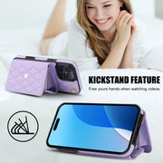 For iPhone 16 Pro Crossbody Rhombic Horizontal Wallet Leather Phone Case(Purple)
