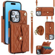 For iPhone 16 Pro Crossbody Rhombic Horizontal Wallet Leather Phone Case(Brown) - iPhone 16 Pro Cases by PMC TechLife | Online Shopping South Africa | PMC TechLife | Buy Now Pay Later Mobicred