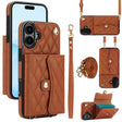 For iPhone 16 Plus Crossbody Rhombic Horizontal Wallet Leather Phone Case(Brown) - iPhone 16 Plus Cases by PMC TechLife | Online Shopping South Africa | PMC TechLife | Buy Now Pay Later Mobicred