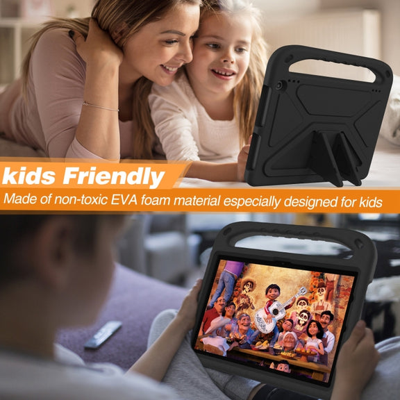 For Amazon Kindle Fire HD 10 2023 Handle EVA Shockproof Tablet Case with Holder(Black)