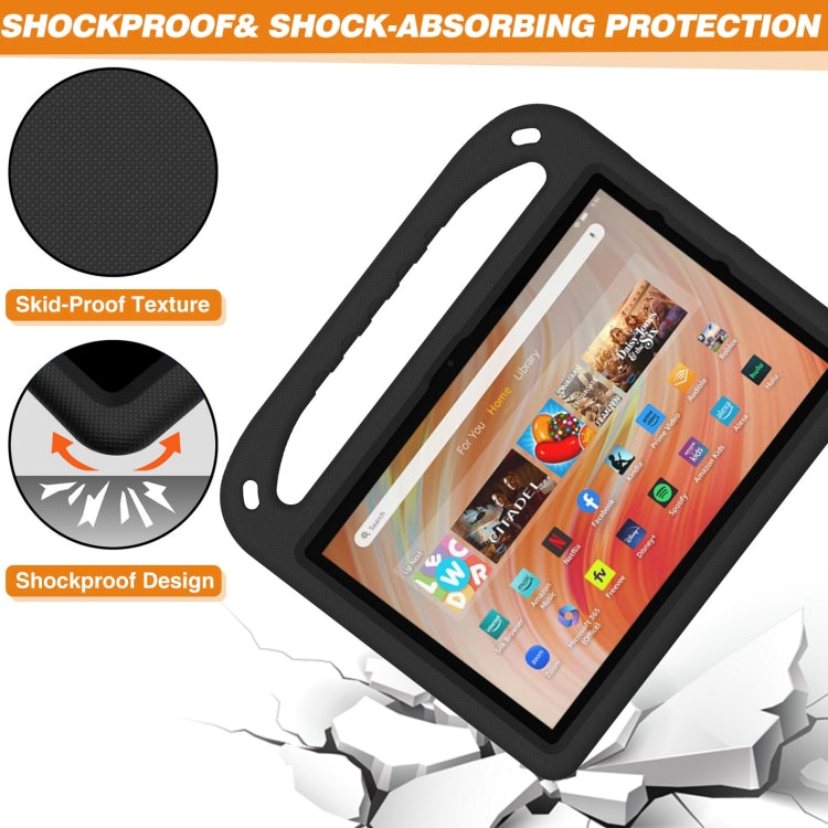 For Amazon Kindle Fire HD 10 2023 Handle EVA Shockproof Tablet Case with Holder(Black)