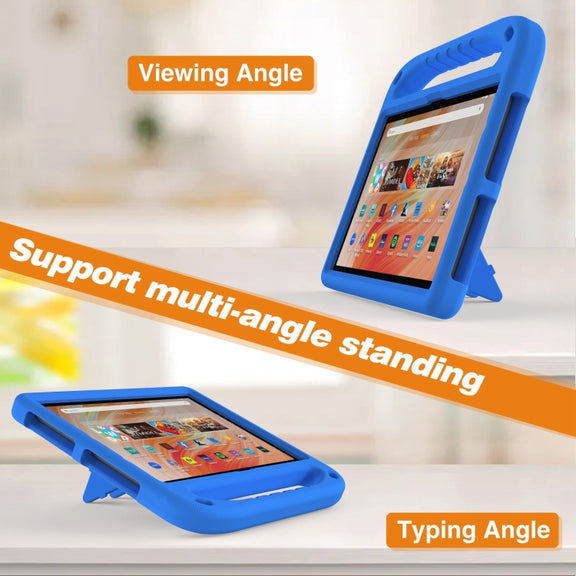 For Amazon Kindle Fire HD 10 2023 Handle EVA Shockproof Tablet Case with Holder(Blue)
