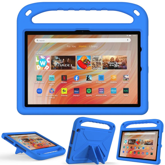 For Amazon Kindle Fire HD 10 2023 Handle EVA Shockproof Tablet Case with Holder(Blue)