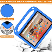 For Amazon Kindle Fire HD 10 2023 Handle EVA Shockproof Tablet Case with Holder(Blue)
