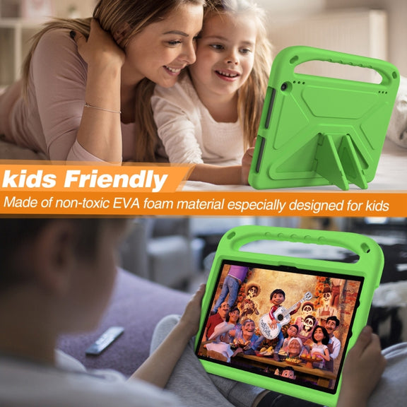 For Amazon Kindle Fire HD 10 2023 Handle EVA Shockproof Tablet Case with Holder(Green)