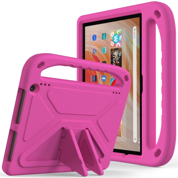 For Amazon Kindle Fire HD 10 2023 Handle EVA Shockproof Tablet Case with Holder(Rose Red)