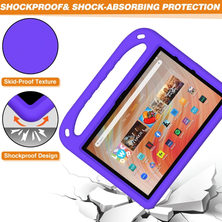 For Amazon Kindle Fire HD 10 2023 Handle EVA Shockproof Tablet Case with Holder(Purple)