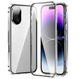 For iPhone 16 Plus Magnetic Double-buckle HD Tempered Glass Phone Case(Silver) - free shipping - PMC Jewellery - Order now!