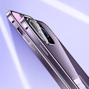 For iPhone 15 Pro Magnetic Double-buckle HD Tempered Glass Phone Case(Blue)