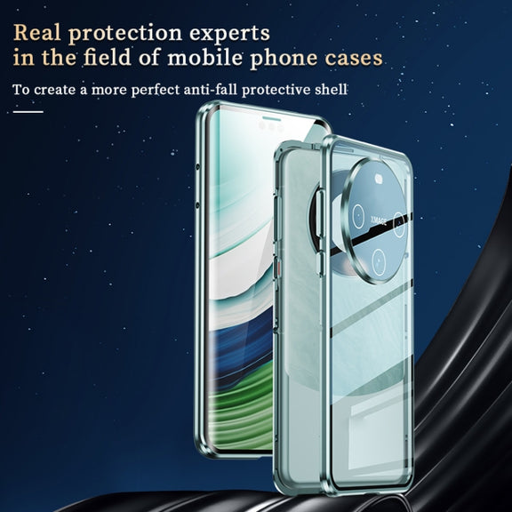 For Huawei Mate 60 Magnetic Double-side HD Tempered Glass Phone Case(Silver)