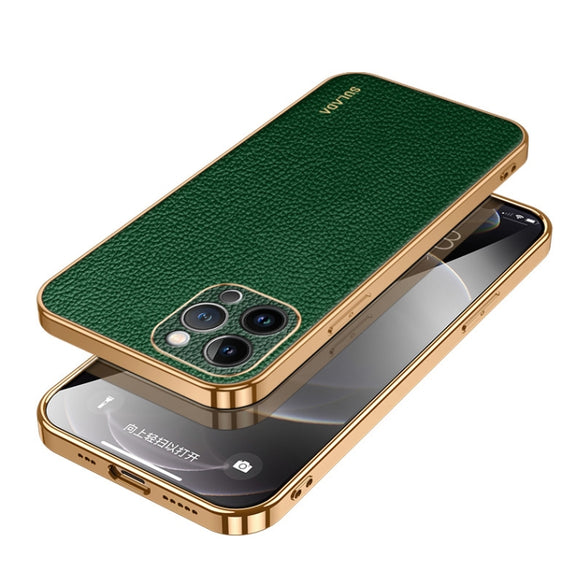For iPhone 15 Pro Max SULADA TPU + Litchi Texture Leather Phone Case(Green)