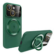 For iPhone 14 Plus Large Window MagSafe Magnetic Holder Phone Case(Dark Green) - iPhone 14 Plus Cases by PMC TechLife | Online Shopping South Africa | PMC TechLife