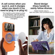 For iPhone 15 Pro Large Window MagSafe Magnetic Holder Phone Case(Claret Red)