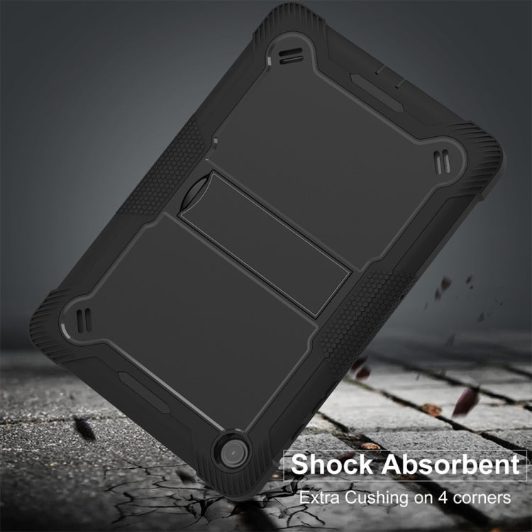 For Samsung Galaxy Tab A9 Shockproof Silicone Hybrid PC Tablet Case with Holder(Black)