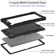 For Samsung Galaxy Tab A9 Shockproof Silicone Hybrid PC Tablet Case with Holder(Black)