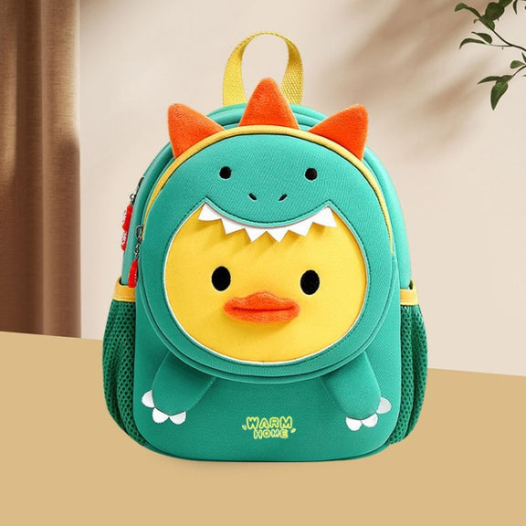 Children Cartoon Anti-Lost Large School Bag Backpack(Dinosaur Duck)