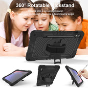 For Samsung Galaxy Tab S9 360 Degree Rotation PC Contrast Silicone Tablet Case(Black)