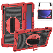 For Samsung Galaxy Tab S9+ 360 Degree Rotation PC Contrast Silicone Tablet Case(Red + Black)