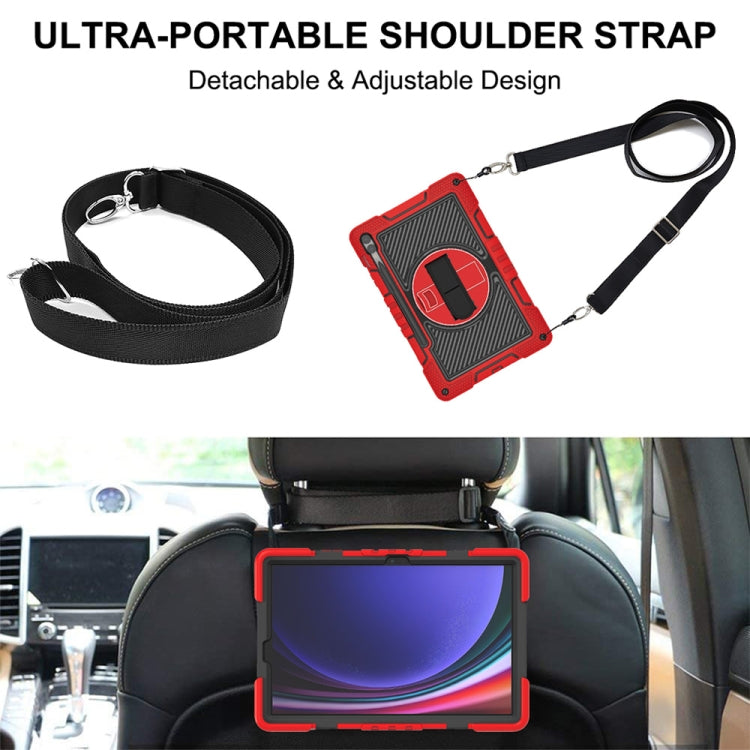 For Samsung Galaxy Tab S9+ 360 Degree Rotation PC Contrast Silicone Tablet Case(Red + Black)