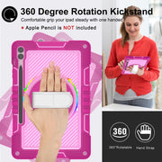 For Samsung Galaxy Tab S9+ 360 Degree Rotation PC Contrast Silicone Tablet Case(Rose Red + Pink)