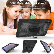 For Samsung Galaxy Tab S9+ 360 Degree Rotation PC Contrast Silicone Tablet Case(Black)
