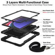 For Samsung Galaxy Tab S9+ 360 Degree Rotation PC Contrast Silicone Tablet Case(Black)