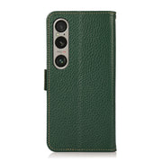 For Sony Xperia 1 VI KHAZNEH Side-Magnetic Litchi Genuine Leather RFID Case(Green)