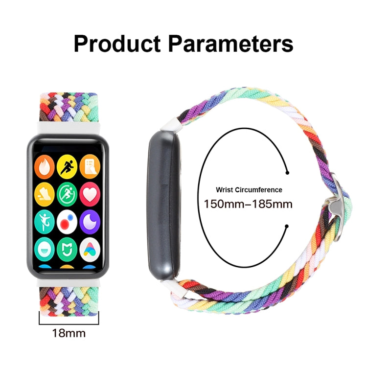 For Xiaomi Smart Band 9 Pro / 8 Pro 18mm Buckle Nylon Braided Watch Band(Rainbow)