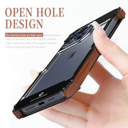 For iPhone 16 Pro Max R-JUST Ironwood Generation Metal Hybrid Wood Phone Case