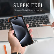 For iPhone 16 R-JUST Ironwood Generation Metal Hybrid Wood Phone Case